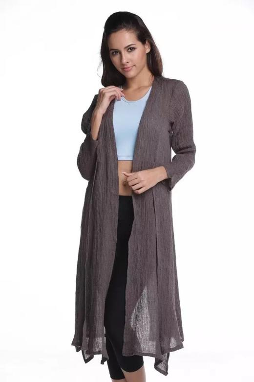 HWT全麻折绉时尚开叉开衫 商品图4