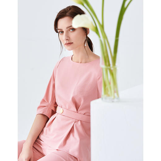 ITIE爱特爱女装秋款气质时尚通勤干练收腰显瘦百搭五分袖女上衣6113814 商品图4