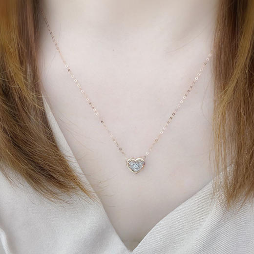 YD-ZSXL夏季锁骨链18k金Au750灵动爱心钻石简约项链女式 正品 商品图3
