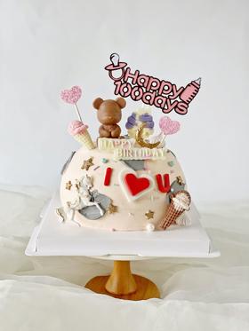 定制款蛋糕 - 粉色熊仔星球