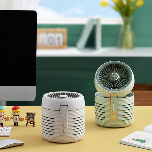东菱空气净化扇dl1408家用台式静音电风扇小型空气循环扇空气净化器