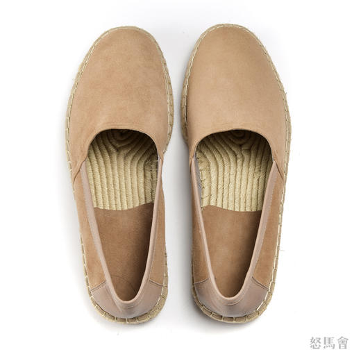 Espadrille 意大利胎羊绒面皮驼色手工编织草底鞋 商品图1