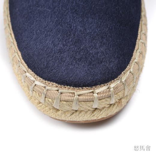 Espadrille 意大利胎羊绒面皮蓝色手工编织草底鞋 商品图3