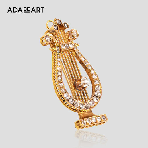 馆藏non#古希腊里拉琴竖琴造型#18k金钻石胸针 - ada de art珠宝博物
