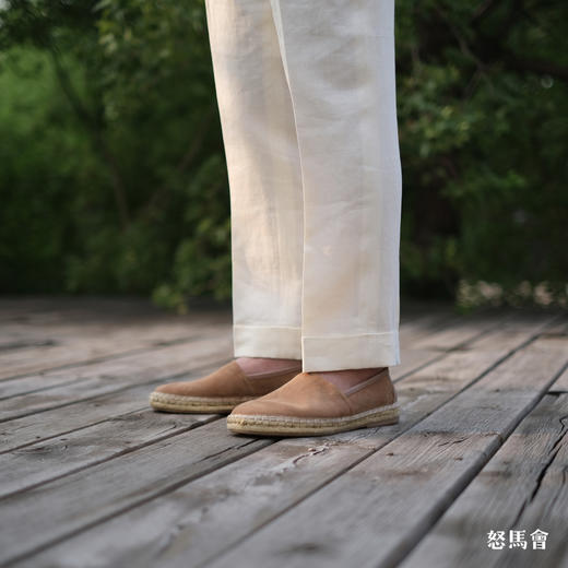 Espadrille 意大利胎羊绒面皮驼色手工编织草底鞋 商品图5