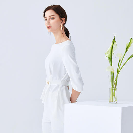 ITIE爱特爱女装秋款气质时尚通勤干练收腰显瘦百搭五分袖女上衣6113814 商品图9