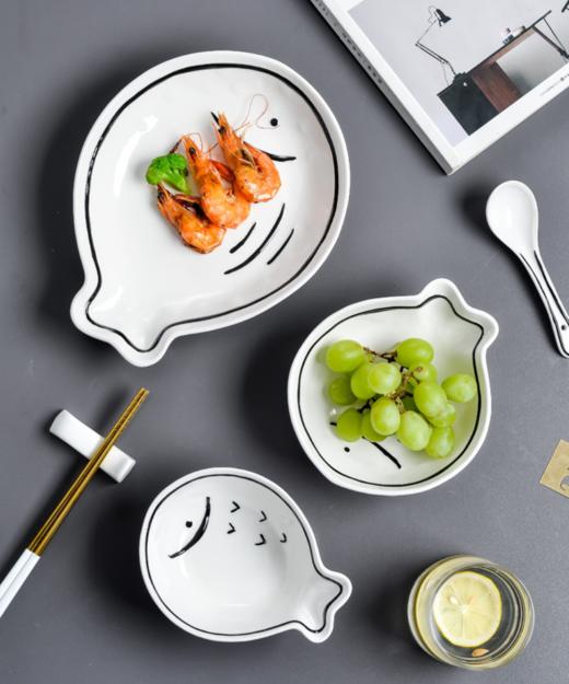 【碗】*日式猫咪与鱼可爱创意卡通碗陶瓷套装沙拉碗蔬菜水果大号单个碗盘 商品图1