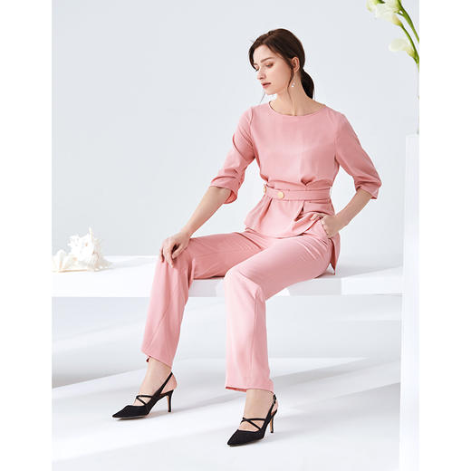 ITIE爱特爱女装秋款气质时尚通勤干练收腰显瘦百搭五分袖女上衣6113814 商品图2