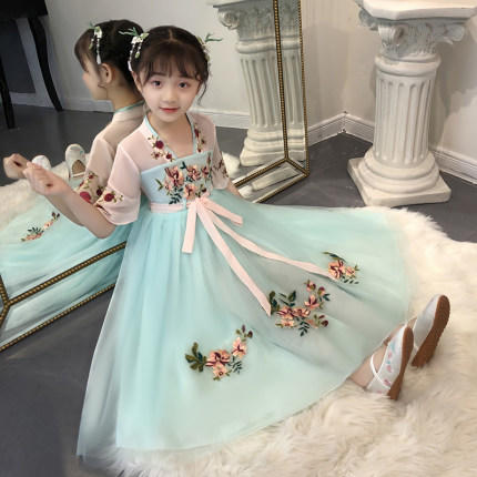 中国风儿童汉服超仙女童古风齐胸襦裙小女孩古装宝宝连衣裙春夏装 商品图0