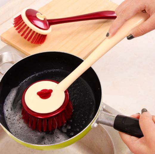 【厨房用品】*加强型可挂式彩色带长柄锅刷优质长柄不沾油洗碗碟清洁刷 商品图0