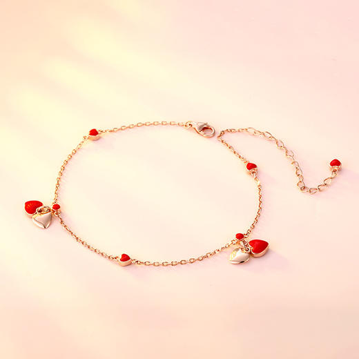 YYM-YB6047  欧美唯美S925纯银小红心爱心脚链 商品图1