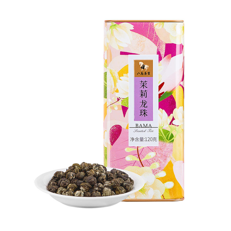 八马茶业|花茶茉莉花茶茉莉龙珠花草茶罐装120g