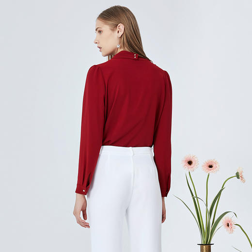 EITIE爱特爱时尚通勤简约舒适显瘦系带衬衫女上衣C2009506 商品图4