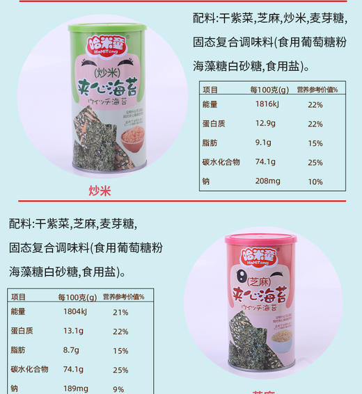 哈米童桶装夹心海苔儿童4味组合零食休闲食品组合35克/罐大促必抢JPY带授权招加盟代理 商品图4