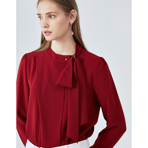 EITIE爱特爱时尚通勤简约舒适显瘦系带衬衫女上衣C2009506 商品图2