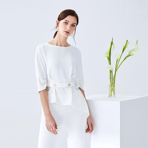 ITIE爱特爱女装秋款气质时尚通勤干练收腰显瘦百搭五分袖女上衣6113814 商品图8