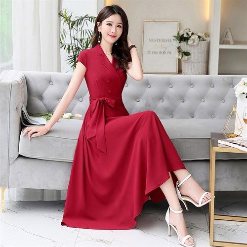 WZNH-OKYZ1821配腰带 2020中长款时尚名媛气质高端长裙显瘦裙子 商品图3