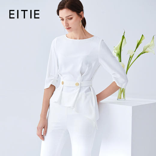 ITIE爱特爱女装秋款气质时尚通勤干练收腰显瘦百搭五分袖女上衣6113814 商品图1