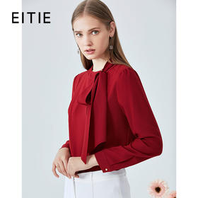 EITIE爱特爱时尚通勤简约舒适显瘦系带衬衫女上衣C2009506