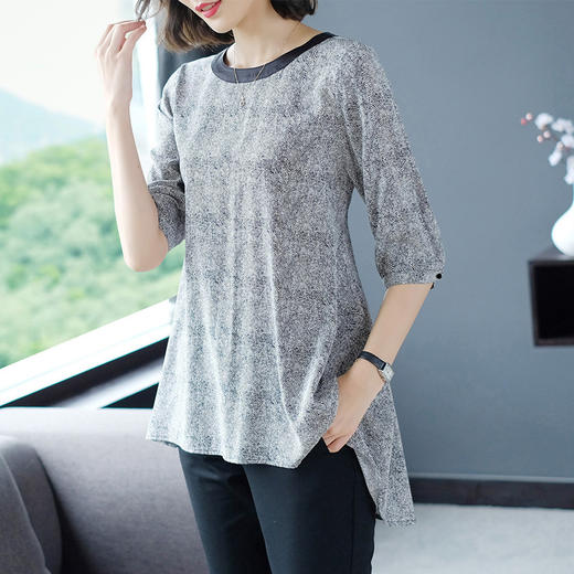 DB-A191新中长款七分袖燕尾宽松大码上衣 商品图0