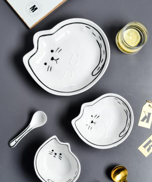 【碗】*日式猫咪与鱼可爱创意卡通碗陶瓷套装沙拉碗蔬菜水果大号单个碗盘 商品图0