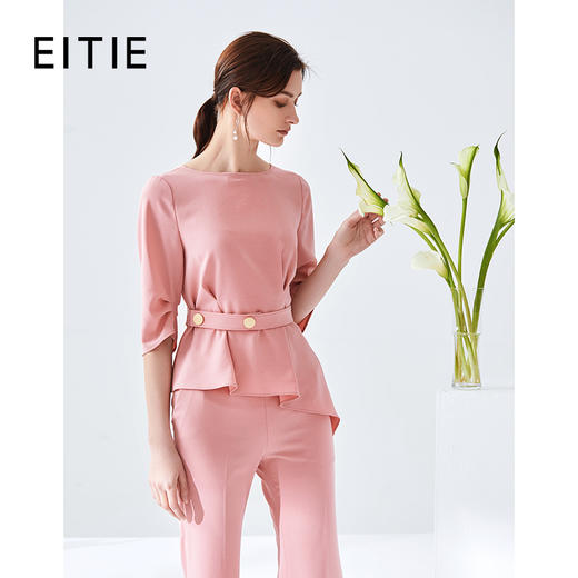 ITIE爱特爱女装秋款气质时尚通勤干练收腰显瘦百搭五分袖女上衣6113814 商品图0