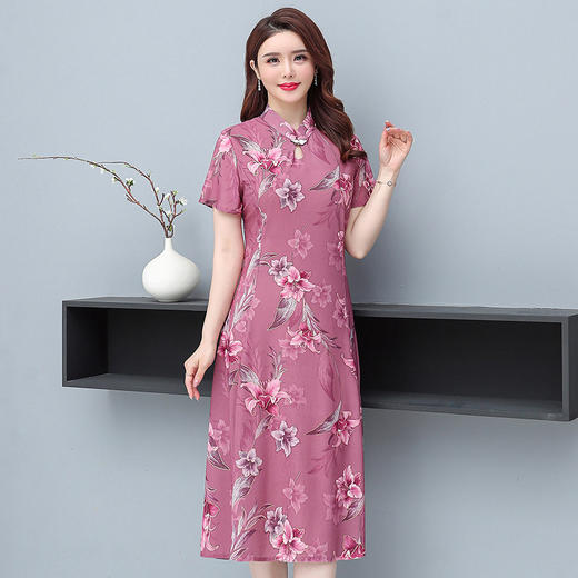 HYX-203洋气妈妈装连衣裙  显瘦中国风气质旗袍裙子 商品图1