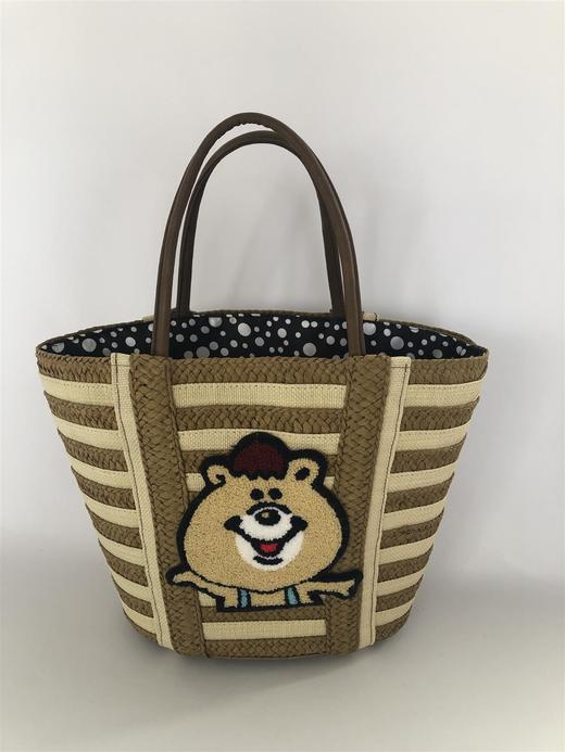 jpy忌平庸韩国奢侈女包小香风可爱熊熊两色可选草编包配皮带超大JPY带授权招加盟代理 商品图0