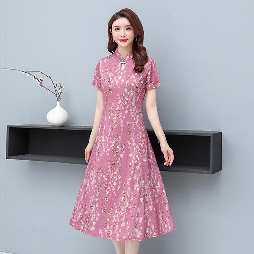 HYX-203洋气妈妈装连衣裙  显瘦中国风气质旗袍裙子 商品图4