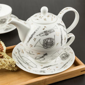 【DUNOON丹侬】英国原产Encore22K黄金饰面骨瓷茶杯茶壶茶具套装 混色
