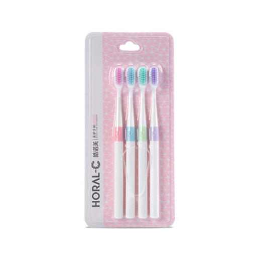 【包邮】皓诺美成人牙刷1组4支家庭装 柔细刷毛 炫彩防滑手柄牙刷JPY带授权招加盟代理 商品图0