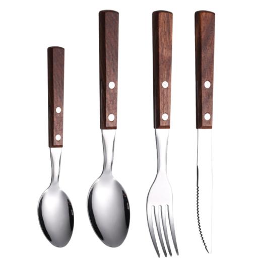 【餐具】304不锈钢原实木手柄西式刀叉勺创意木质西餐具礼品套装 商品图4