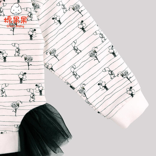 棉果果春秋季女童氨棉小毛圈满印圆领卫衣M322180220440 商品图3