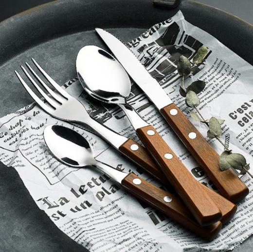 【餐具】304不锈钢原实木手柄西式刀叉勺创意木质西餐具礼品套装 商品图3