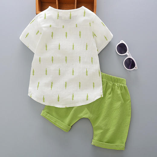 XBR-男童棉麻短袖衬衫套装  2020新款宝宝两件套 商品图1