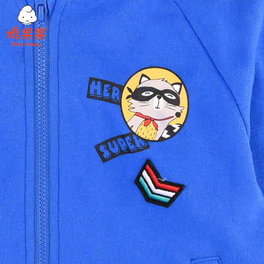 棉果果秋季男童双纱大毛圈纯棉连帽运动长袖外套M312100220466 商品图6