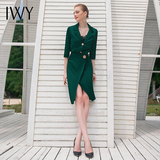 IWY/绿色短袖衬衫半裙套装B306+S853 商品图1