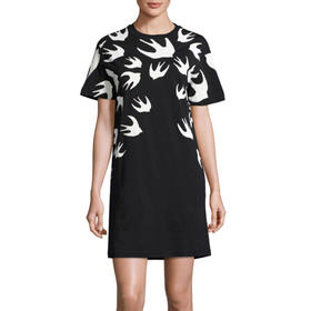 MCQ 棉质飞燕造型时尚女士圆领T恤连衣裙 黑色 395772 RLT71 1000