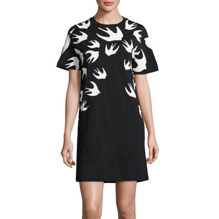 MCQ 棉质飞燕造型时尚女士圆领T恤连衣裙 黑色 395772 RLT71 1000 商品图0