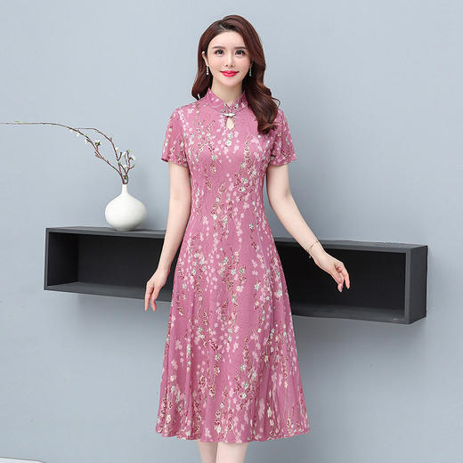 HYX-203洋气妈妈装连衣裙  显瘦中国风气质旗袍裙子 商品图3