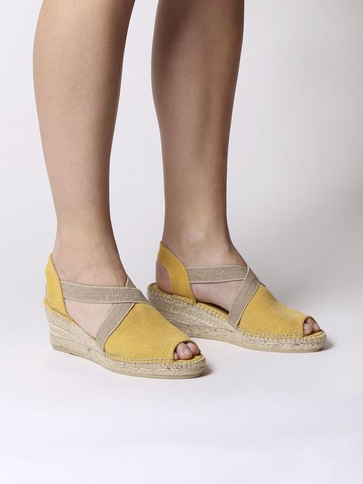 断码特价37码&38码西班牙原产手工制作时尚轻便超舒适女款草编鞋 341V-黄色/米色 商品图6