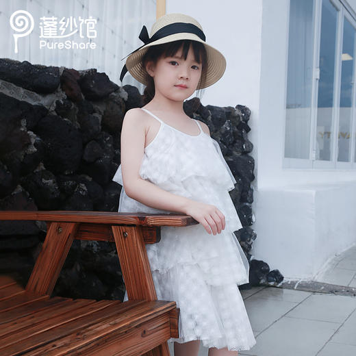 pureshare 女童连衣裙2020夏季新款吊带雏菊宝宝可爱公主裙-白色雏菊吊带裙 商品图3