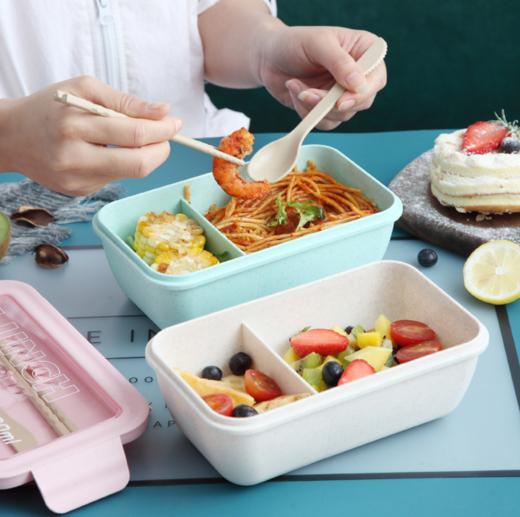 【饭盒】新款日式学生分隔饭盒便当盒保鲜可微波加热麦纤维大容量 商品图2