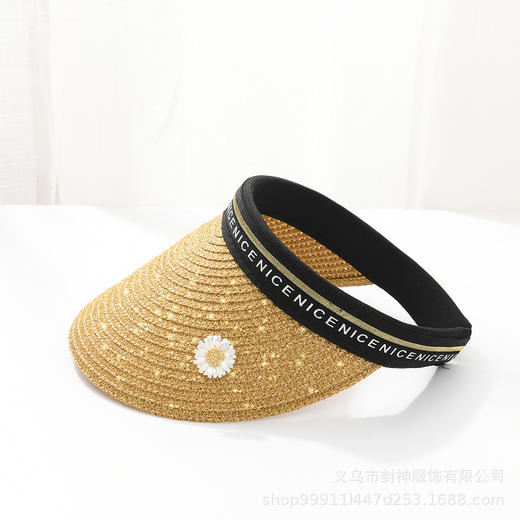 FS-nice字母小雏菊空顶帽  亮丝草帽 商品图3
