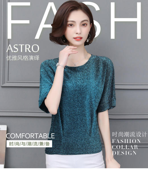 MYW-9955夏季新款网纱亮丝宽松大码打底妈妈装 商品图1