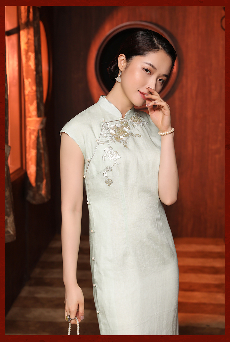 现货民国风绣花旗袍l092