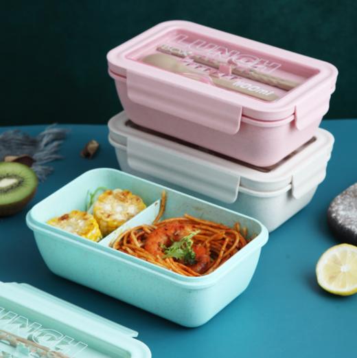 【饭盒】新款日式学生分隔饭盒便当盒保鲜可微波加热麦纤维大容量 商品图0