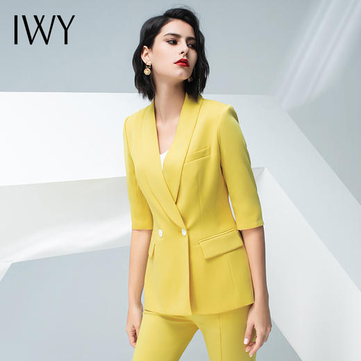 IWY/黄色西装半裙微喇长裤套装C10226+P1S1P30226 商品图4