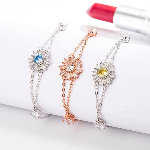 HH-TY63新品S925纯银太阳花手链 原扣小雏菊花甜美ins森系满钻手环 商品图0