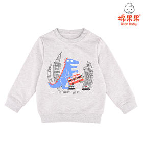 棉果果秋季男童氨棉小毛圈恐龙印花圆领卫衣M312180220477
